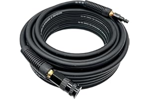 SYXQT Hybrid Air Hose 1/4-Inch x 50FT,300 PSI Heavy Duty, Lightweight, Kink Resistant, All-Weather Flexibility With 1/4-Inch Swivel Solid Aluminum Quick Coupler and Plug, Black