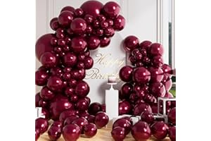 AULE 100 Pcs Metallic Burgundy Balloons Different Sizes 18/10/5 inch Maroon Chrome Latex Shiny Helium Balloons Party Decoration for Birthday Wedding Baby Shower Graduation Anniversary