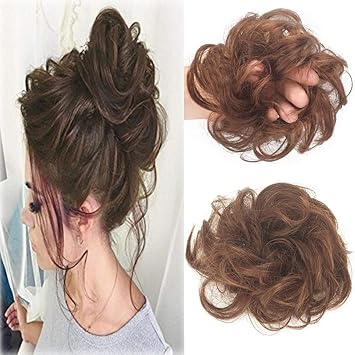Amazon Com 100 Human Hair Wave Curly Messy Scrunchie Wrap For