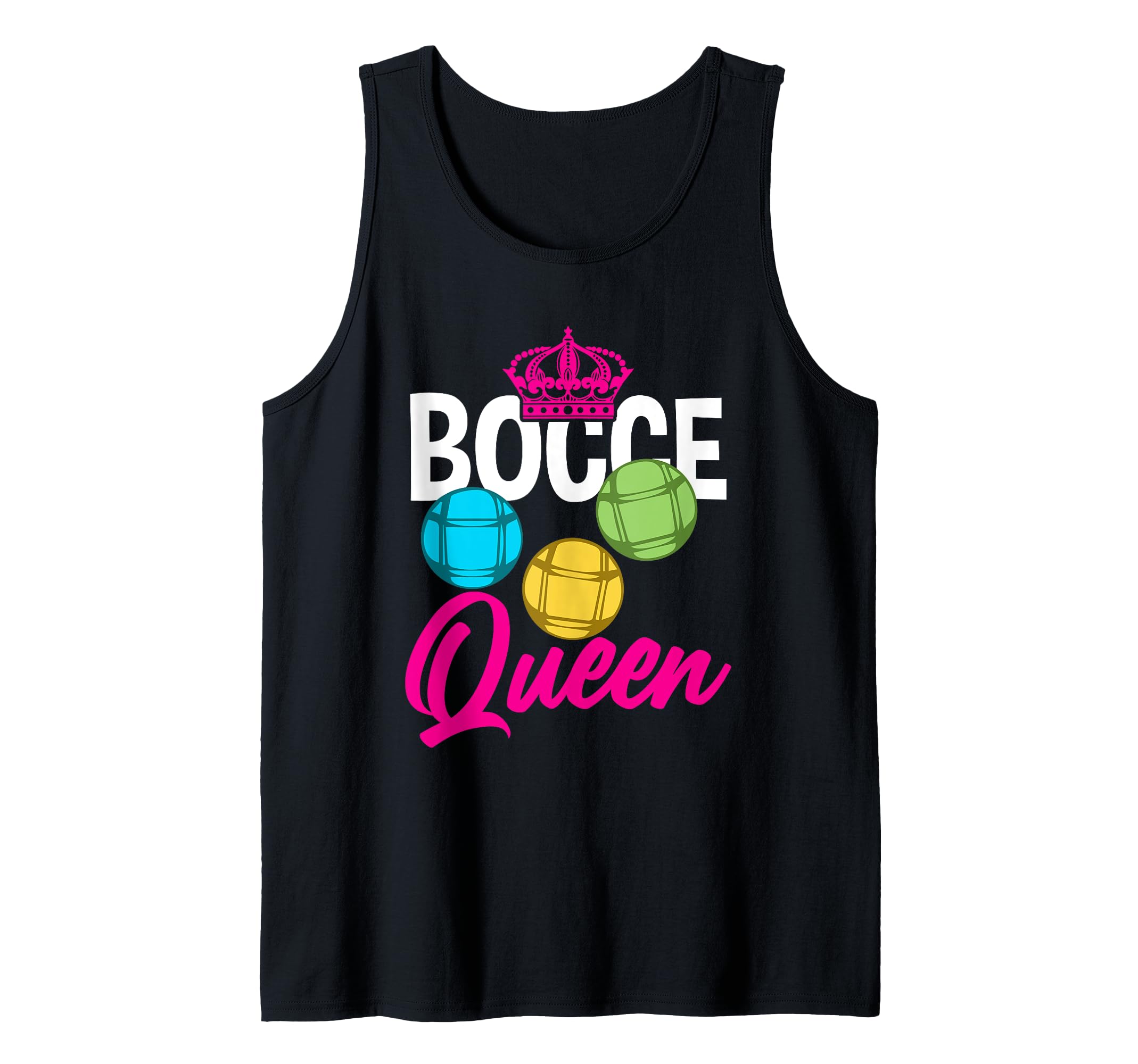 Bocce Ball Queen Hobby Sports Cue Ball Royalty Crown Funny Tank Top