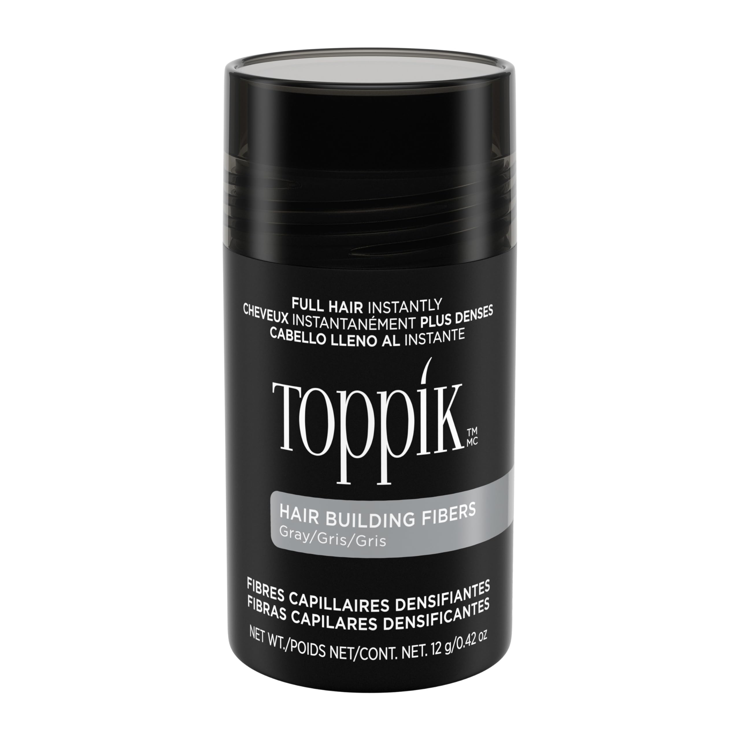 Photo 1 of Toppik Hair Building Fibers, Gray, 12g Fill In Fine or Thinning Hair, Instantly Thicker, Fuller Looking, 9 Shades for Men & Women, Keratin Protein Formula
