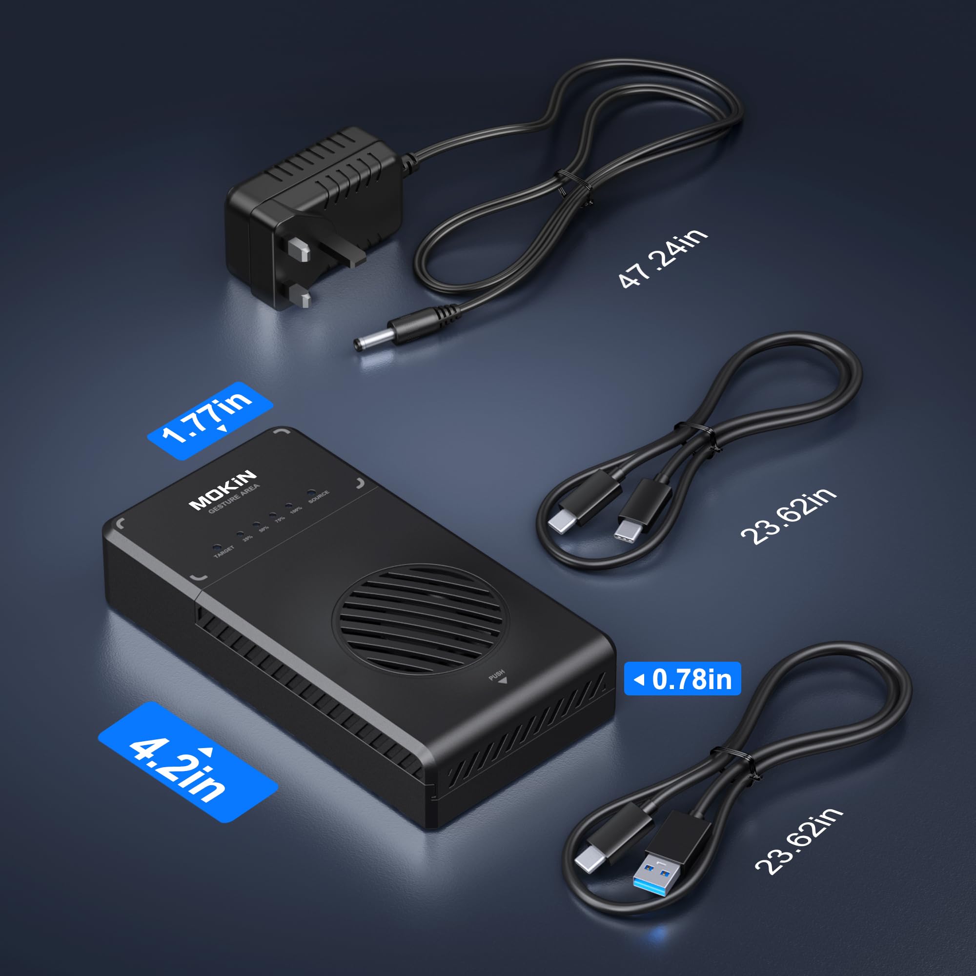 Mokin Nvme Enclosure, M.2 Ssd Enclosure Dual-Bay Offline Clone Tool-Free, Usb 3.1 Gen 2 10Gbps Nvme Docking Station With Cooling Fan, Hard Drive Enclosure For Nvme Pcie Size 2230/2242/2260/2280(8Tb) - View 7