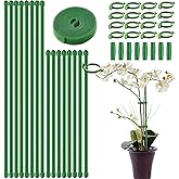 Plant Stakes,Adjustable Length Support Stake Orchid Stick with Ring Buckles Garden Pole for Potted Tomato Rose Amaryllis Beans Vegetables Comes with 40-inch Ties (Green, 17inch&amp;12inch)