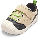 Balabala Girls Boys Toddler Sneakers Wide Toe Box Walking Shoes | Unisex Kids Sneakers with hook-and-loop straps, non-slip soles, soft heel cushion, and flexible support for play