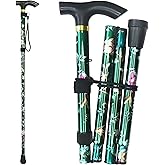 CLOKTA Folding Canes for Men and Women, Floral | 5-Level Adjustable Height, Lightweight Collapsible, Aluminum, Wrist Strap, T Handle, Walking Sticks for Seniors Adults