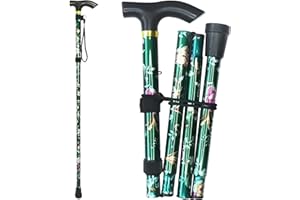 CLOKTA Folding Cane, 5-Level Adjustable Height Lightweight Portable Foldable Walking Canes with Wrist Strap and T Handle for Men Women Seniors