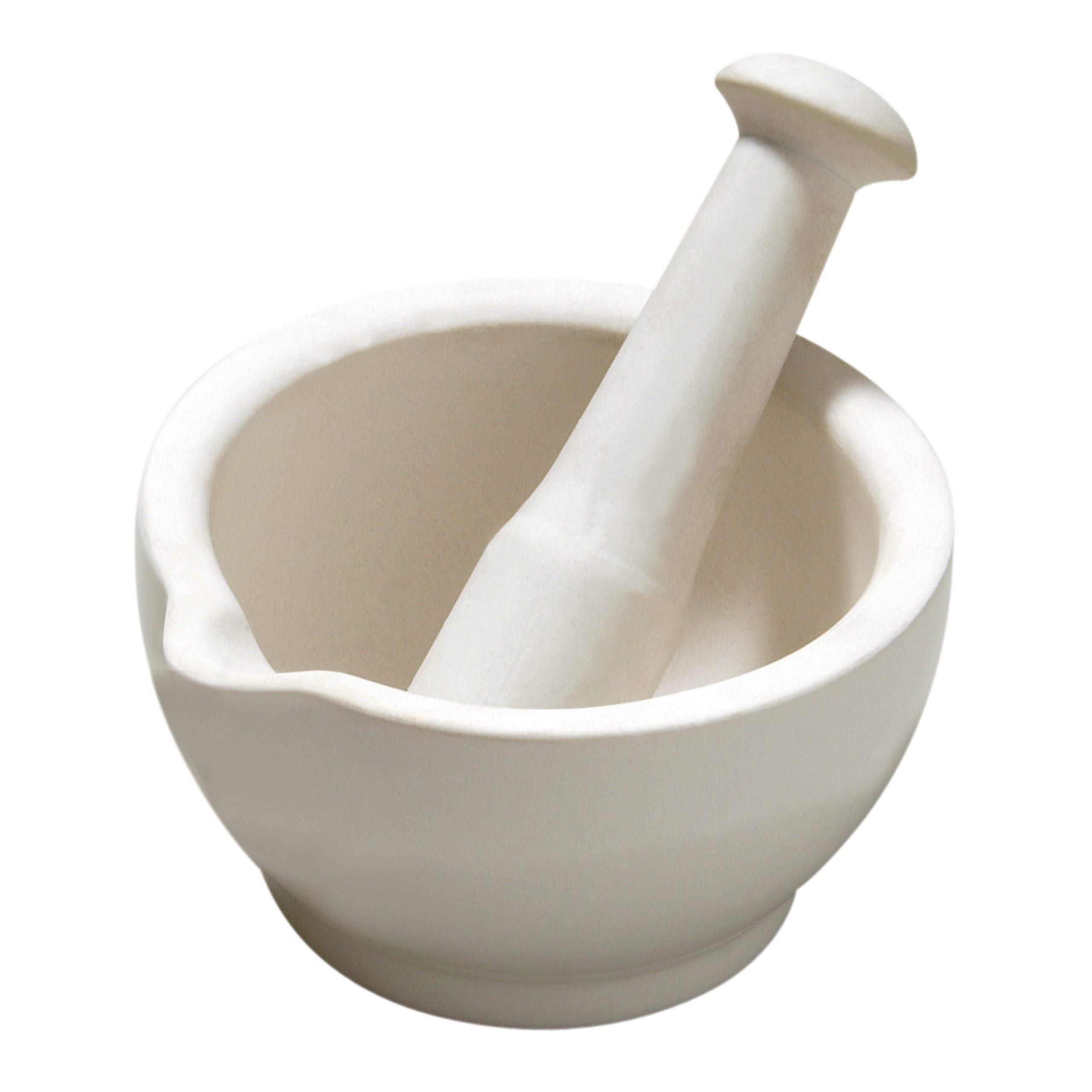 Premier Housewares Stoneware Mortar and Pestle - White,H7 x W12.50 x D12.50cm