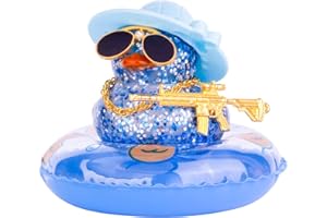 MuMyer Car Rubber Duck Ornament Colorful Duck Car Dashboard Decorations with Mini Hat Necklace Sunglasses and Cool Accessory for Car Dashboard(B3)