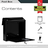 Burg Wachter MB08BK Wall Mounted Post Box Black Galvanised Steel Lockable A4 view 3