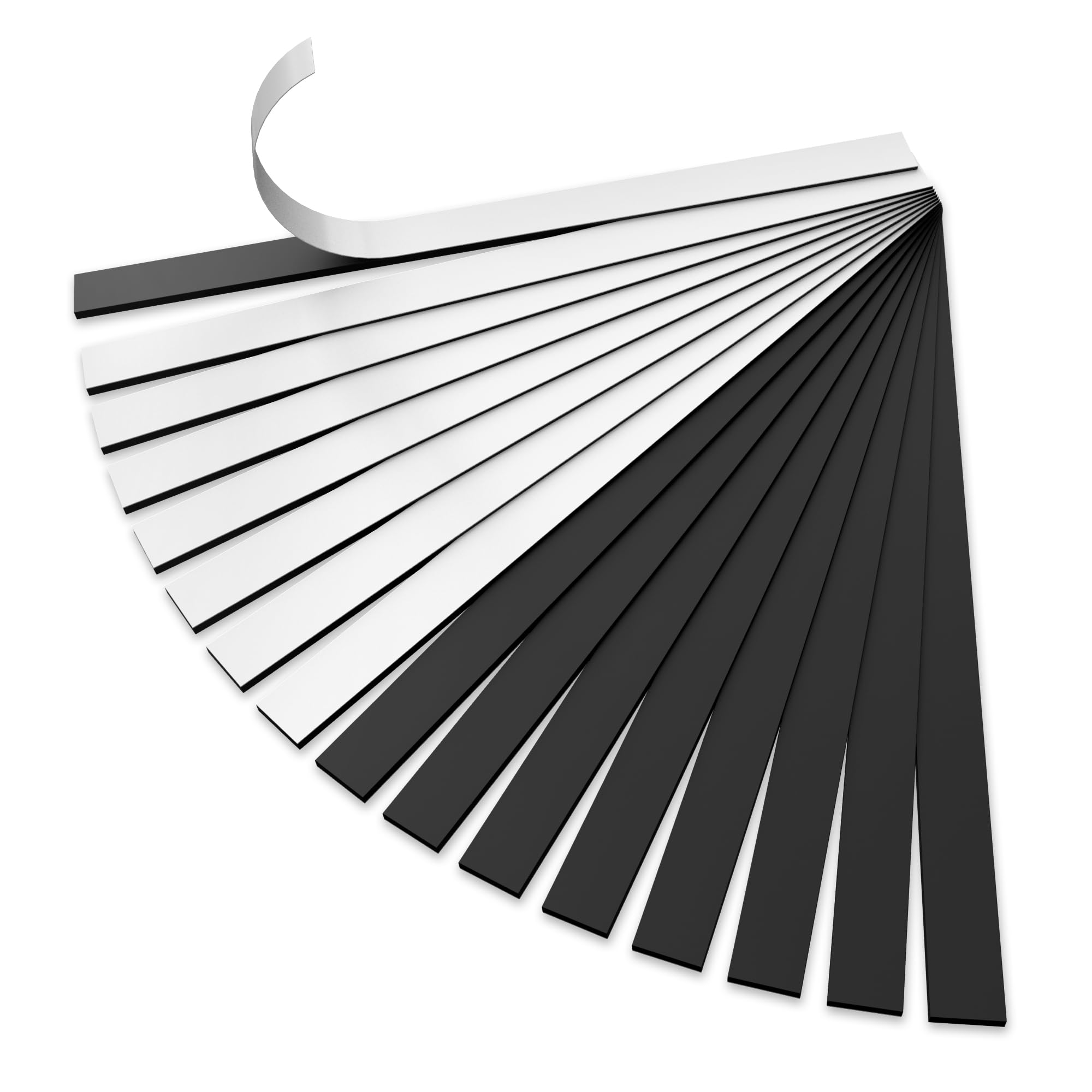 TMS Self-Adhesive Magnet Strips, 16 Pack of Flexible Magnetic Tape Strips for Crafts, Making your own Fridge Magnets, Die Storage or Notes and Reminders Sticky Back Magnets (167x12.5mm) [1.5mm thick]