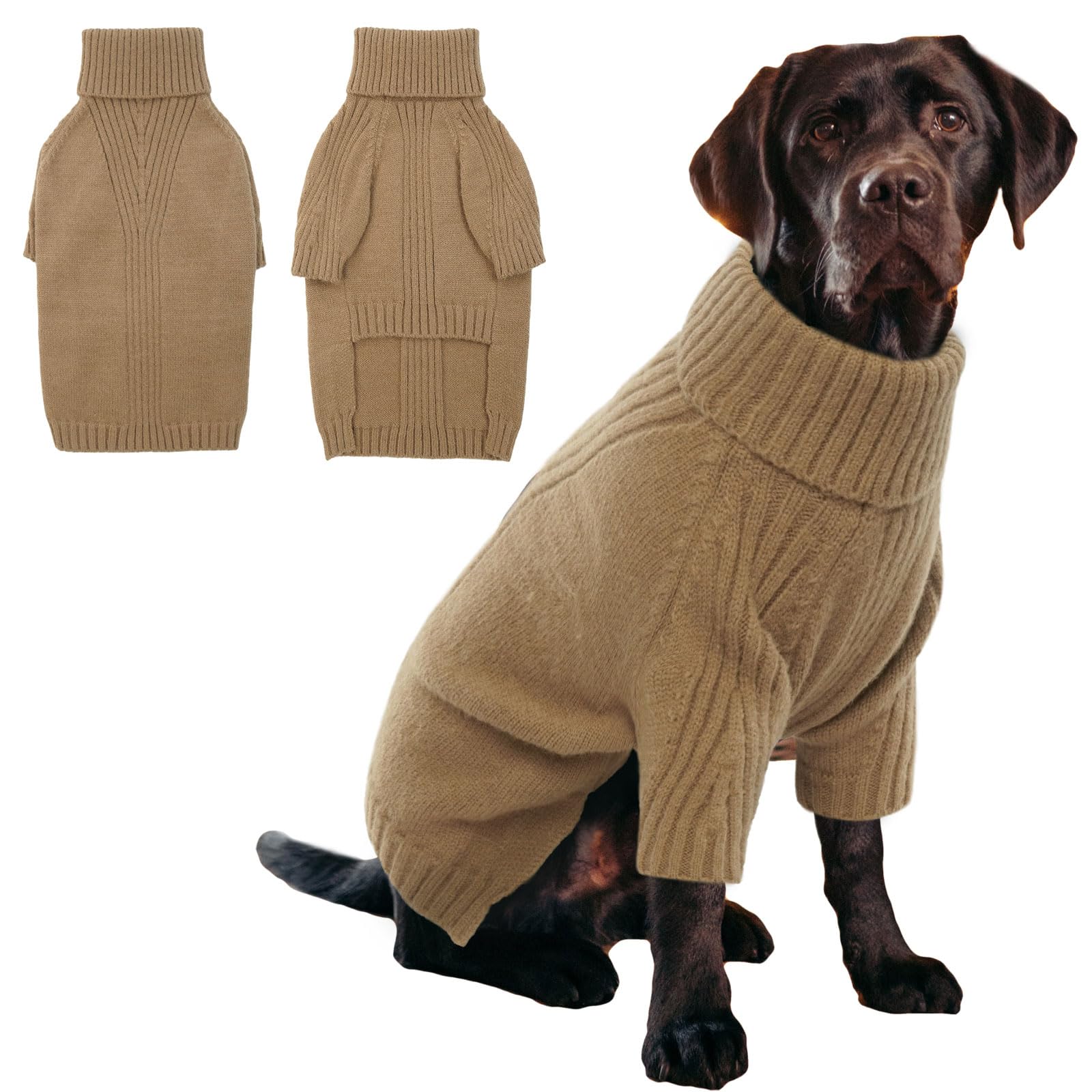 IECOii XL Dog Jumper, Extra Large Thick Warm Knit Clothes for Big Dogs, Turtleneck Sweater for Fall Winter, Christmas Apparel for Pitbull Labrador Retriever Boy Girl — image 1