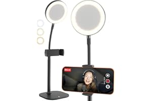 COOPER Phone Stand for Recording with Light for Desk - ChatStand Halo 9-14" Adjustable, Portable Ring Light Tripod, iPhone Stand for Desk & Phone Holder for Video Recording, Filming, Zoom Calls (Night Black)