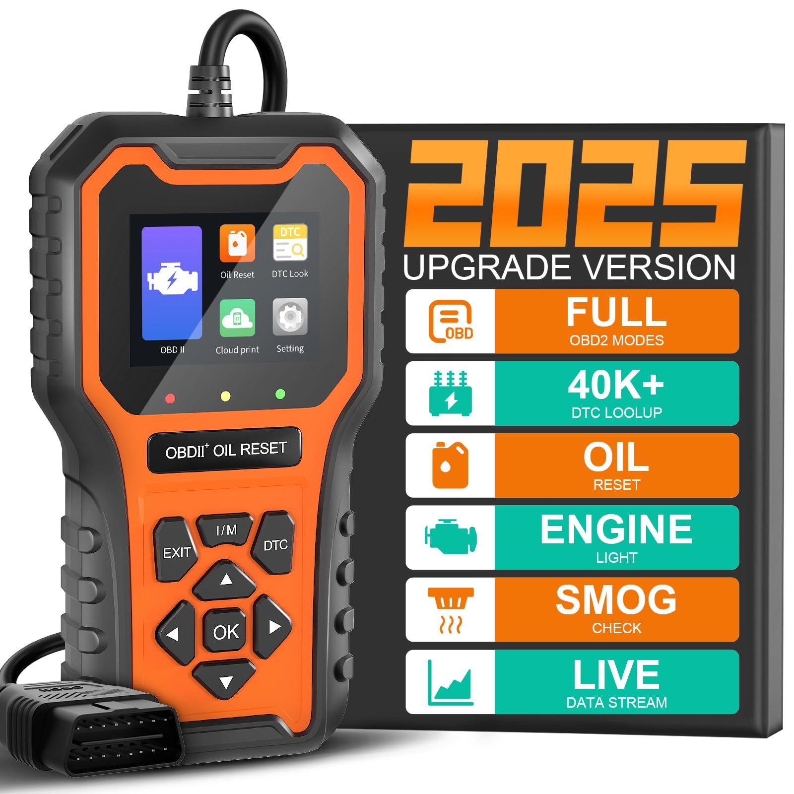 Photo 1 of Vehpow OBD2 Scanner, Professional Code Reader for Check Engine Light/Oil Light Reset, Enhanced OBDII Scan Tool, Fast and Accurate Fault Diagnostic Scan Tool for Car 1996+, 2.8'' Color Screen (Orange)