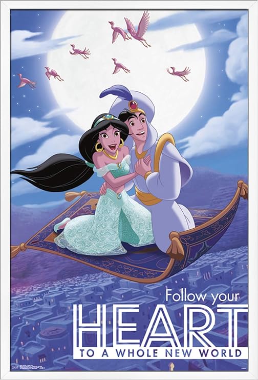 Amazon Com Trends International Disney Aladdin Carpet Ride Wall Poster 22 375 X 34 White Framed Version Home Kitchen