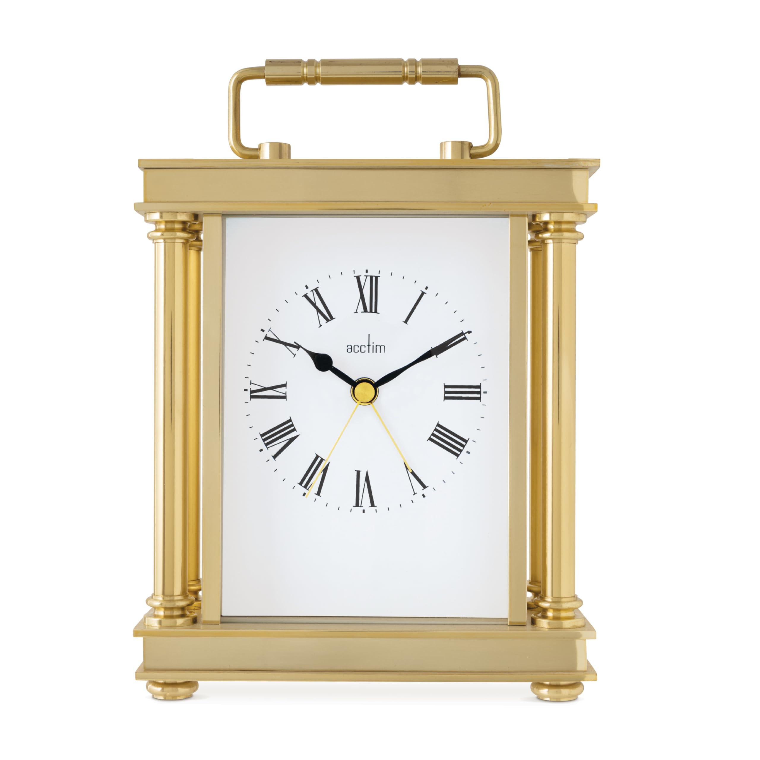 Acctim Marlow Mantel Clock Quartz Metal & Glass Carriage Clock Energy Efficient Movement Gold