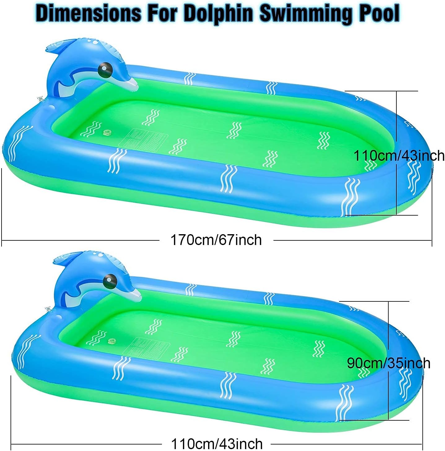 SEATANK Dolphin Inflatable Pools Kiddie Swimming Pool Outdoor Water Sprinkler for Kids Babies Toddlers Summer Pool Party (Large): Kitchen & Dining