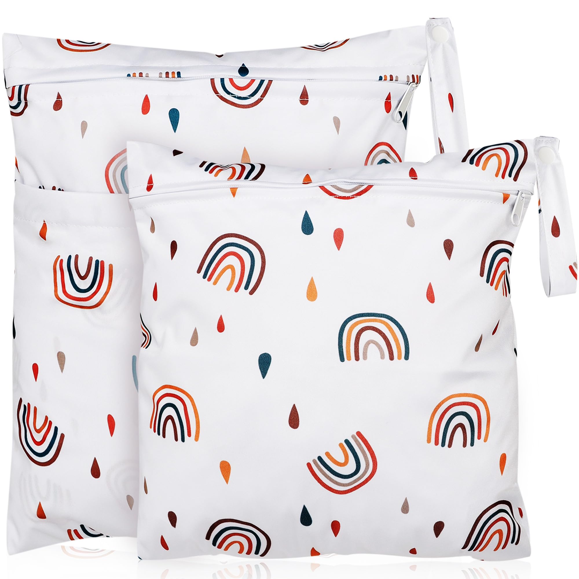 Loscarol, Pack of 2 Wetbag Nursery Large, Wet Bag Wet Bag Nappy Bag Organiser, Wet Bag Nursery Personalised for Baby Fabric Nappies (Rainbow), Rainbow rain, L, Garment bag