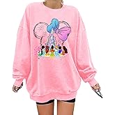 Eatbook Magical Sweatshirts for Women Oversized Cute Sweatshirts Graphic Sweatshirt Princess Castle Family Vacation Sweater