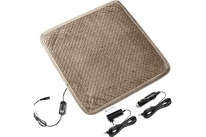 STONECREST CLASSIC HOME DECOR, INC STONECREST Heated Seat Cushion Pad, Breathable Comfort Universal Seat Covers, Seat Protectors (Velvet, 12V-Camel)