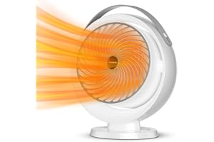 Senmeo Small Electric Heater, 1000W Energy Efficient Space Heater for Indoor Use, 2 Mode PTC Fast Heating Ceramic Heater, Overheating & 45°Tip-Over Protection, Adjustable Up and Down 30°