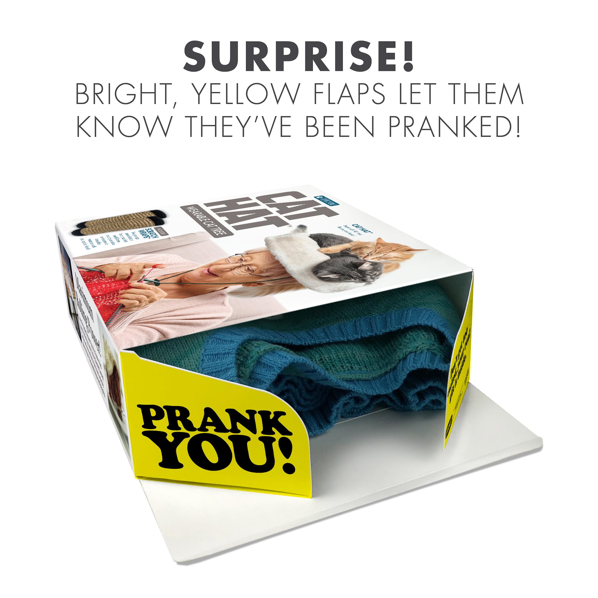 Prank Pack Prank Gift Box, Cat Hat, Wrap Your Real Present in a Funny Authentic Prank-O Gag Present Box, Perfect Novelty Gifting Box for Pranksters, Father's Day Gag Gift Box Empty