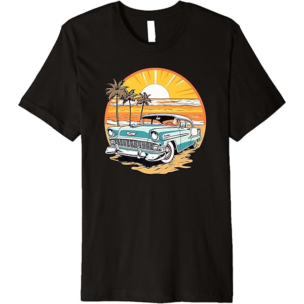 ★Dunst★ UNISEX SUMMER HOLIDAY CAR TSHIRT LIGHT MELANGE GRE Amazon.com: Classic Car on the Beach Premium T-Shirt