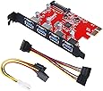 Inateck Superspeed 4 Ports PCI-E to USB 3.0 Expansion Card - Interface USB 3.0 4-Port Express Card Desktop with 15 Pin SATA Power Connector, [ Include with A 4pin to 2x15pin Cable + A 15pin to 2x 15pin SATA Y-Cable ]
