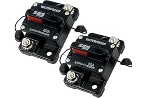 ZBSJAKU 80 Amp Fuse Holders Circuit Breaker Trolling with Manual Reset, 12V- 48V DC, Waterproof (2 Pack)