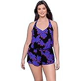 Aqua Green Womens V-Neck Full Coverage Racerback Swim Romper with Pockets