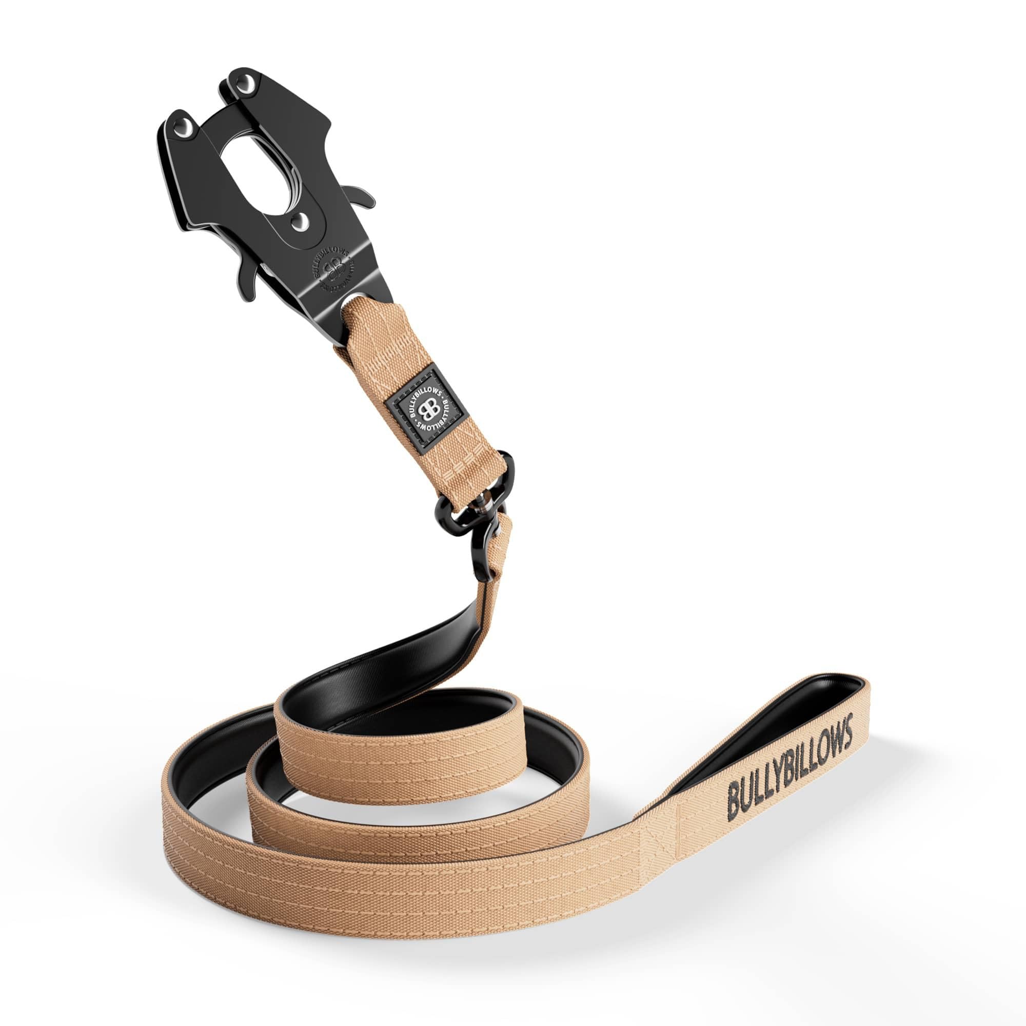 BullyBillows Anti-Tangle Swivel Combat Dog Lead | Padded Handle For Easier Walks | Anti Tangle & Pressure Tested Dog Lead | Suitable For All Dog Breeds - Tan