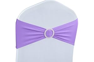 Babenest Spandex Chair Sashes Bows 50PCS Premium Stretch Chair Cover Band with Buckle Slider Universal Elastic Chair Ties for Wedding Party Ceremony Reception Banquet Decoration (Purple)