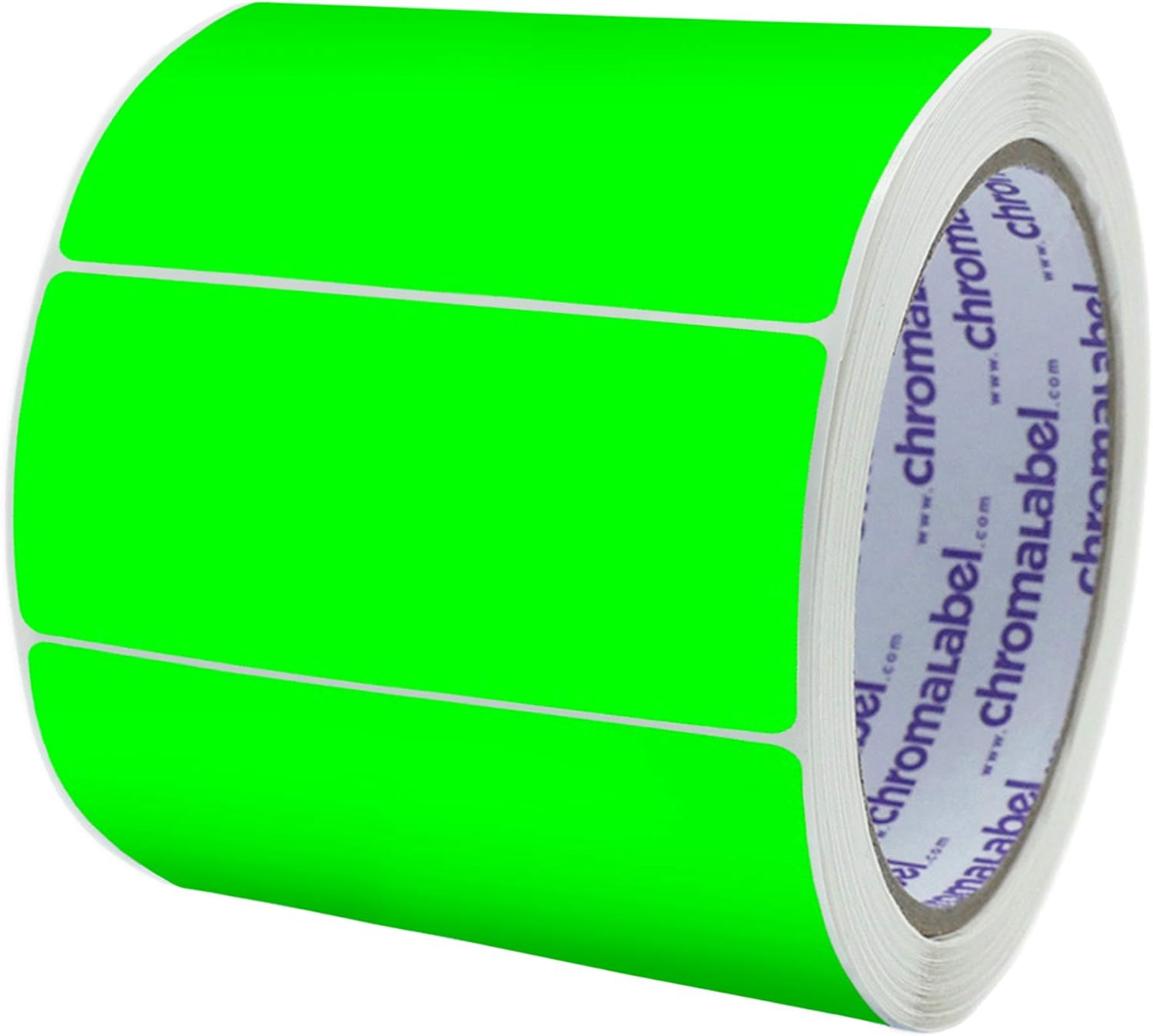 ChromaLabel 2 x 4 inch Permanent Color-Code Rectangle Labels, 250 per Roll, Fluorescent Green : Office Products