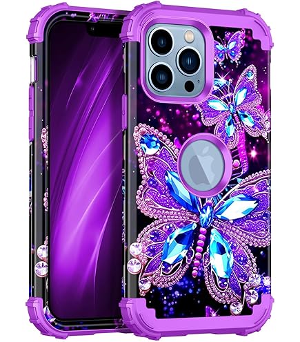 Hython - Funda Transparente Para IPhone 13 Pro Max Con Chispas Brillantes Y Brillantina, Funda Protectora De Policarbonato Resistente A Los Rayones Y Golpes, Para Niñas Y Mujeres, Rosado