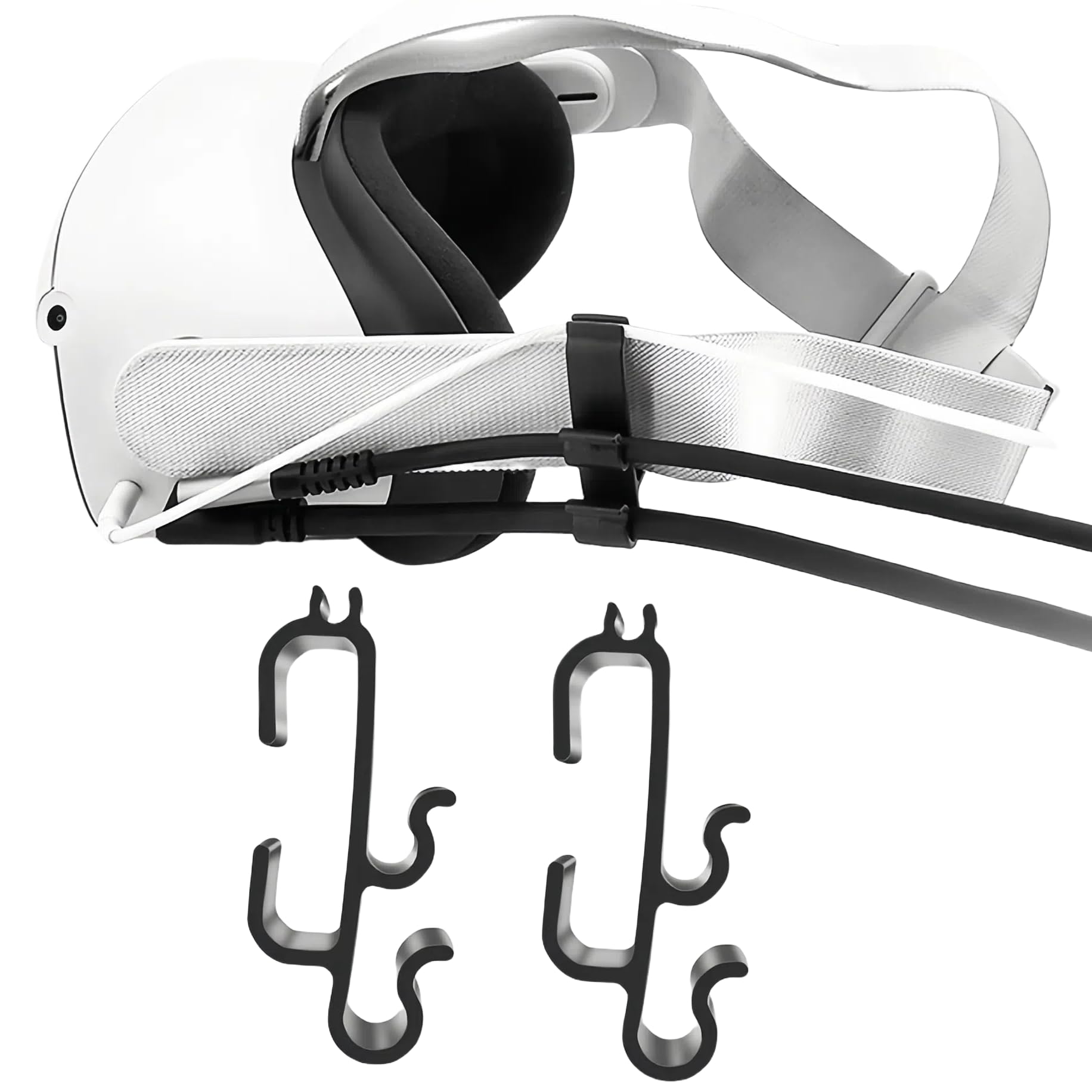 VicRole VR Cable Clamp for Meta Quest 3S, Quest 3, Quest 2 – 3-Slot Drop-Proof Cord Organizer, Adjustable Headset Cable Clip - Black