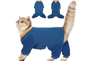 ADNIKIA Cat Hair Sticky Onesie, Prevent Hair Loss Cat Pajamas, Long Sleeves Anti-Licking & Skin Disease Recovery Suit for Cats, Sphynx Clothes Costumes Outfits for Pet