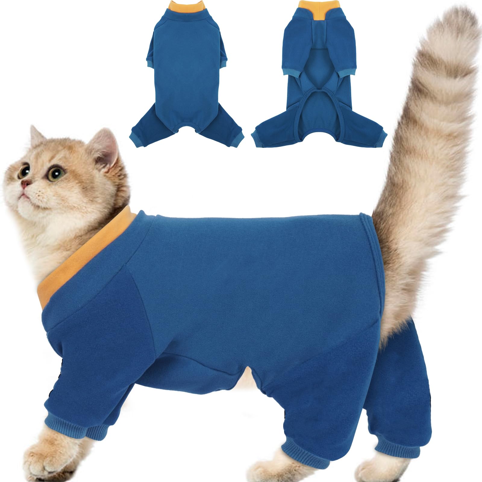 Photo 1 of ADNIKIA Cat Hair Sticky Onesie, Prevent Hair Loss Cat Pajamas, Long Sleeves Anti-Licking & Skin Disease Recovery Suit for Cats, Sphynx Clothes Costumes Outfits for Pet