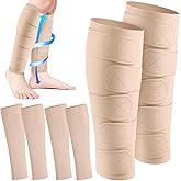 Croknit 3 Pairs Lymphedema Compression Leg Wraps Adjustable Lower Leg Cover up Medical Shin Splint Wrap for Heaviness Fatigue (Complexion)