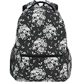 Mnsruu Student Travel School Backpack Goth Skull Butterdlies College Laptop Backpacks Business iPad Tablet Computer Bookbags for Adult Teen One Size