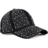 Shiny Rhinestone Baseball Cap for Women Girls Sparkle Crystal Velcro Ponycap Adjustable Mesh Trucker Hat Outdoors Sun Cap