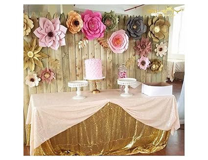 Amazon Com Shinybeauty 90x156 Inch Sequin Peach Table Cloth Peach
