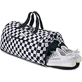 TOPDesign Gym Bag for Women & Men, Unisex Duffel Bag with Shoe Compartment & Wet Pocket for Travel Sports Gym (L Checkerboard)