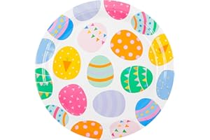 AimFun Easter Party Plates Colorful Eggs Disposable Paper Plates 7" Spring Multi-colored Dessert Plates for Spring Celebrations Party Supplies Table Decorations (24)