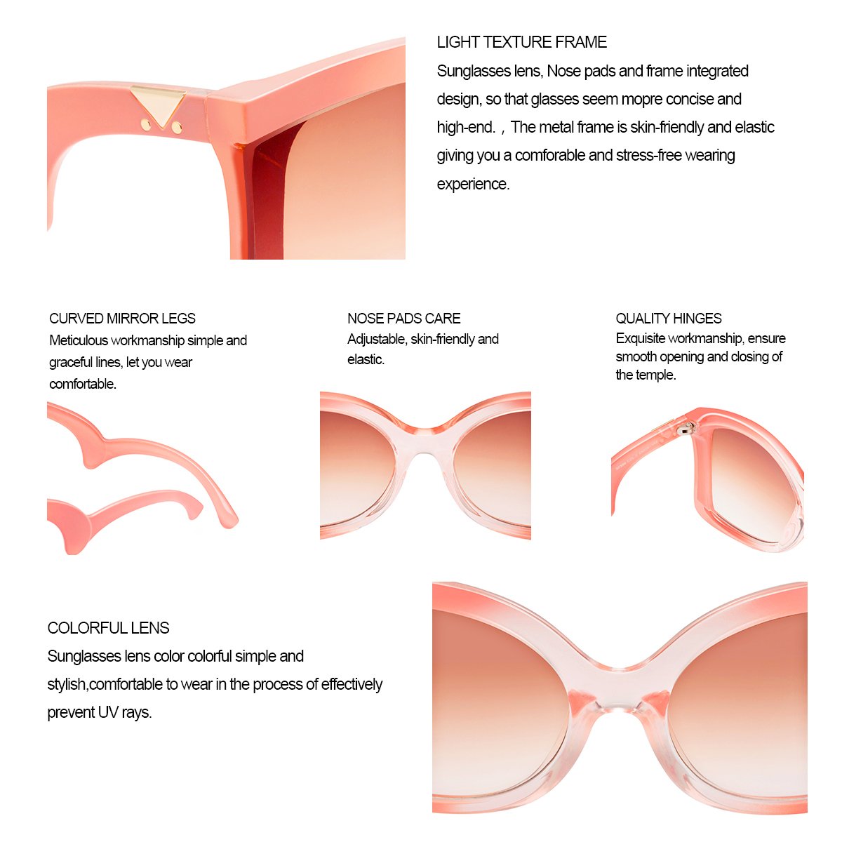 Sunglasses for Women RAYSUN Oversized Square Sunglasses Multi Tinted Frame Fashion Modern Shades 100% UV Protection Eyewear