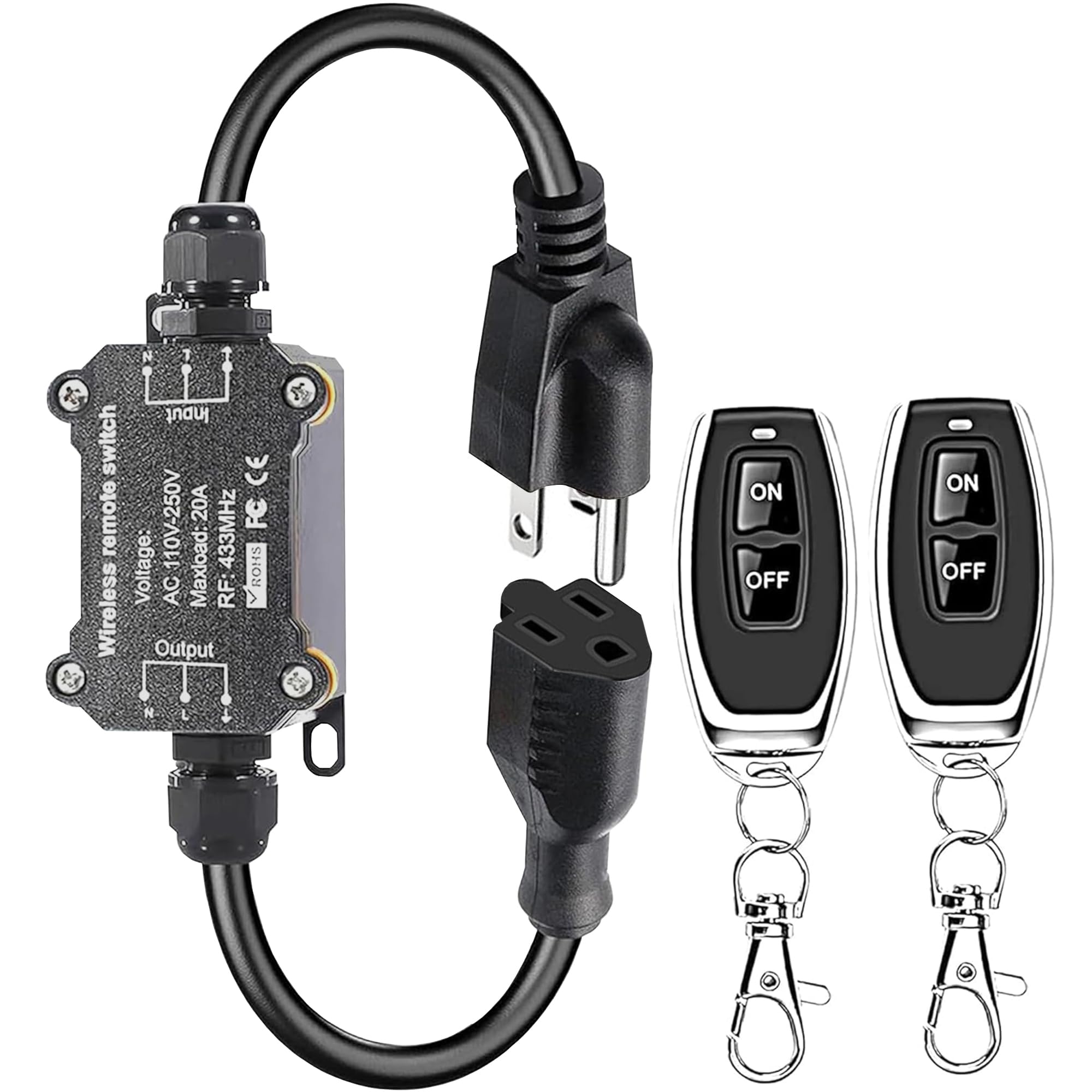 Photo 1 of AC110V Remote Control Power Switch,Waterproof Wireless Light Switch,165 Feet Long,AC110V/120V/250V/20A RF Module Relay,Outdoor Weatherproof Smart Socket,Electrical Equipment