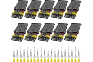 Thewinio 10 Kit 6 Pin Connector, 20-16 AWG Waterproof Electrical Automotive Wire Connector, 1.5mm Series Terminals Male Female Car Harness Plug Sets