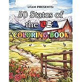 50 States of the USA Coloring Book: USA States