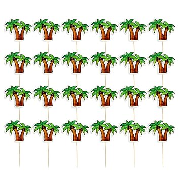 Bestoyard 24 Stucke Cartoon Palme Kuchen Topper Hawaii Party