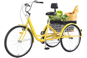 EVGTTI Adult Tricycles, 7 Speed Adult Trikes 26 inch 3 Wheel Bikes, Cruise Bike with Basket for Seniors, Women, Men for Recreation, Shopping, Exercise, Multiple Colors