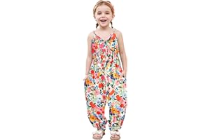 YOUSIE Toddler Girl Jumpsuit Backless Bowknot Romper Summer Outfit Adjustable Pants with Pockets 1-5 Years