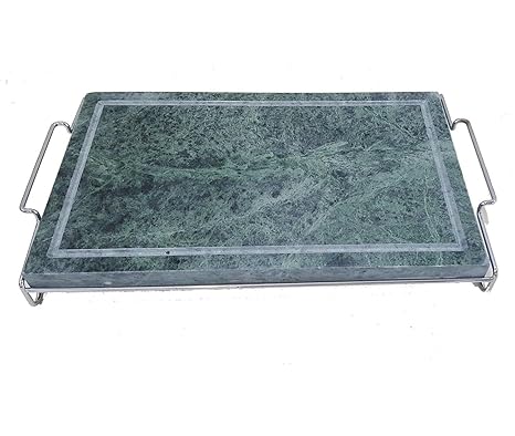 Speckstein-Grillplatte, rechteckiges Gestell aus Stahl, 20 x 30 cm